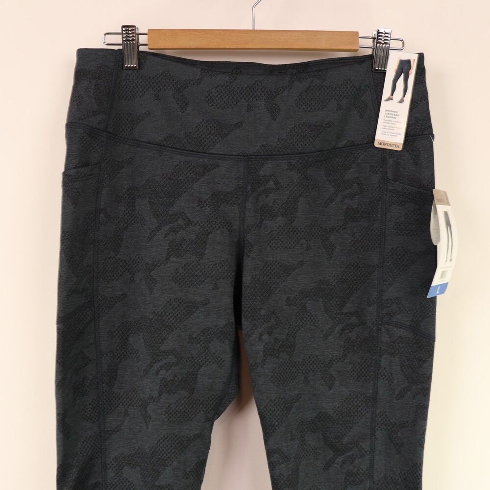 NWT Mondetta High Waisted 2 Pockets Brushed Jacquard Legging India Ink - Picture 3 of 8